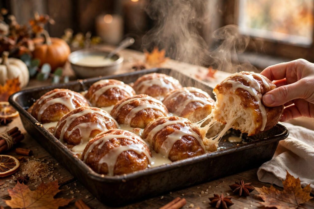 Cinnamon sugar pull-apart sourdough focaccia with vanilla glaze